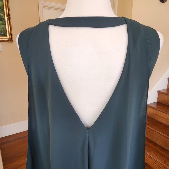 BCBG MAXAZRIA Shana Dress Satin Shift Asymmetrical Green Sleeveless Hi-Low Sz S - Picture 7 of 10
